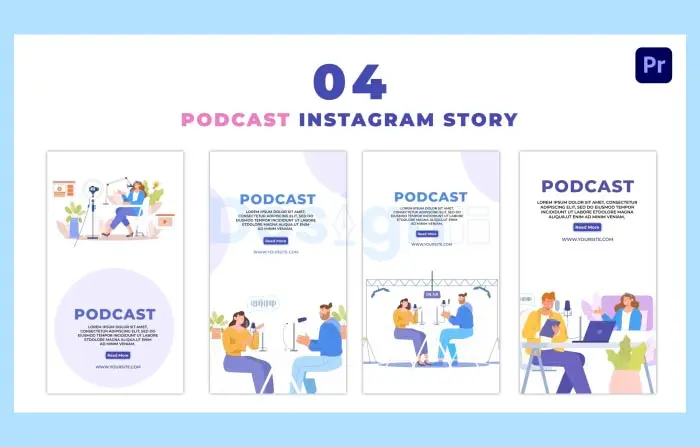 Podcast Interviewer Flat Character Instagram Story
